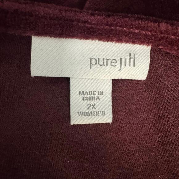 J Jill Pure Jill Tunic Shift Dress Merlot Wine Maroon Velour Velvet Plus 2X - Picture 7 of 7